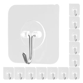Adhesive Hooks, 12 Pack Self-Adhesive Towel Coat Hooks, Heavy-Duty Wall Hook Hold 15 lbs (Max), Stainless Steel Sticky Hanger, for Bathroom, Kitc