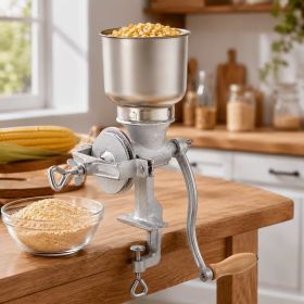 Manual Grain Grinder for Home, Adjustable Hand Crank Flour Mill with Large Hopper, Heavy Duty Table Clamp Corn Grinder for Wheat, Coffee, Nuts