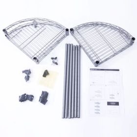 XM-243S Fan-shaped Carbon Steel Metal Assembly 4-Tier Storage Rack Silver Gray (Option: Silver)