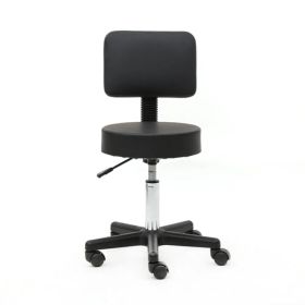 Round Shape Plastic Adjustable Salon Stool with Back Black (Option: Black)